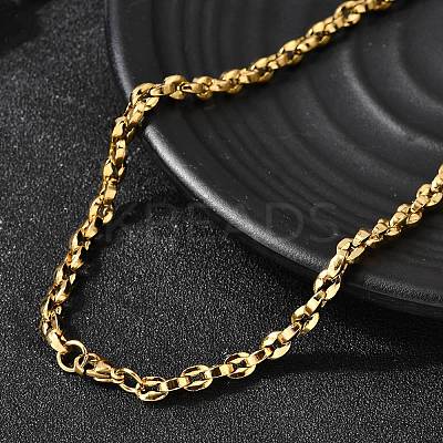 4.5MM 304 Stainless Steel Coffee Bean Link Chain Necklaces for Women NJEW-B134-06B-G-1