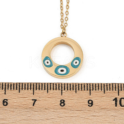 304 Stainless Steel Enamel Evil Eye Ring Pendant Necklaces for Women NJEW-G176-04G-1