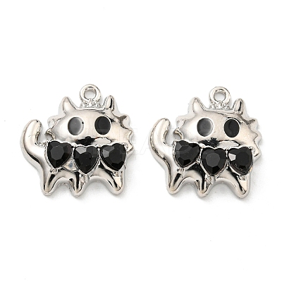 Rack Plating Alloy Enamel with Rhinestone Pendants PALLOY-K010-40P-1