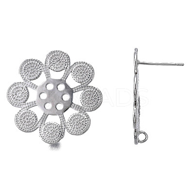Brass Stud Earring Findings KK-N232-334P-1