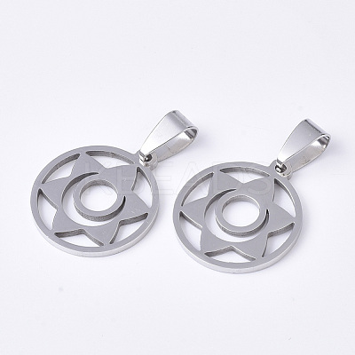 Non-Tarnish Chakra Theme 201 Stainless Steel Pendants STAS-N089-50P-1