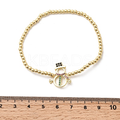 Christmas Brass Micro Pave Cubic Zirconia Link Bracelets LS-BJEW-K289-01A-G-1