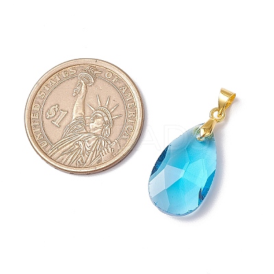 10Pcs 5 Colors Faceted Teardrop Glass Pendants PALLOY-JF03737-01-S-1