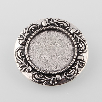 Vintage Alloy Brooch Cabochon Bezel Settings PALLOY-O038-32AS-1