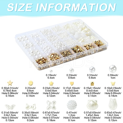 1359Pcs 16 Styles CCB Plastic & ABS Plastic Imitation Pearl Beads KY-YW0002-19-1