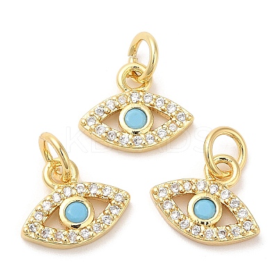 Eco-Friendly Brass Micro Pave Cubic Zirconia Charms ZIRC-F083-018G-01-RS-1