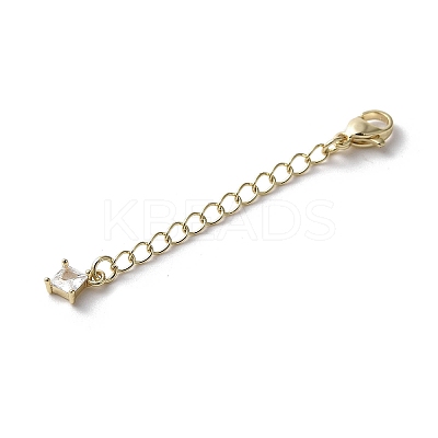 Brass Micro Pave Clear Cubic Zirconia Chain Extender KK-G491-52D-G-1
