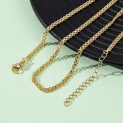 3MM Brass Double Cable Chain Necklaces NJEW-C094-02G-1