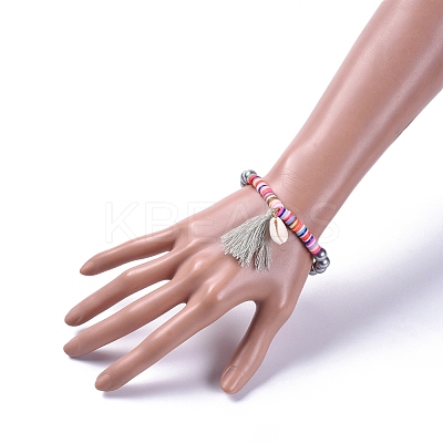 Tassels Charm Stretch Bracelets BJEW-JB05080-05-1