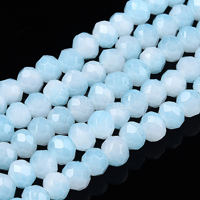 Two-Tone Imitation Jade Glass Beads Strands GLAA-T033-01A-05-1