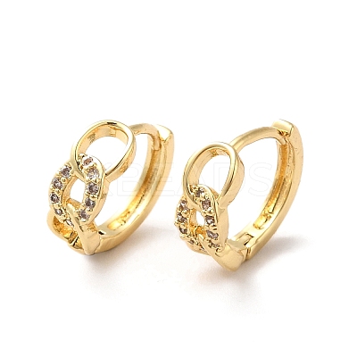Clear Cubic Zirconia Curb Chains Shape Hoop Earrings ZIRC-Q201-23G-1