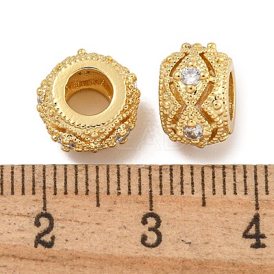 Rack Plating Brass Micro Pave Clear Cubic Zirconia Beads KK-U030-17G-1