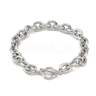 304 Stainless Steel Cable Chain Bracelets for Women BJEW-C129-08A-P-1