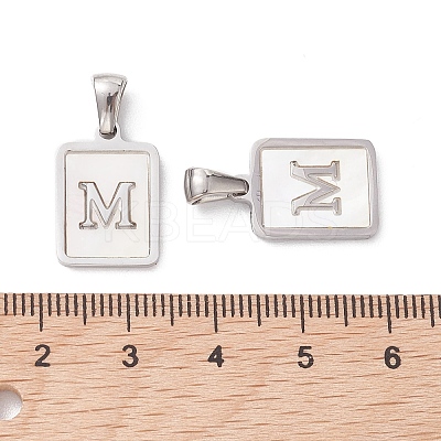304 Stainless Steel Pave Shell Pendants STAS-G327-01P-M-1