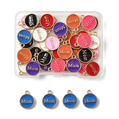 40Pcs 8 Colors Mother's Day Alloy Enamel Charms ENAM-FP0001-91-1