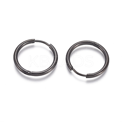 304 Stainless Steel Huggie Hoop Earrings LS-EJEW-F111A-20mm-B-1