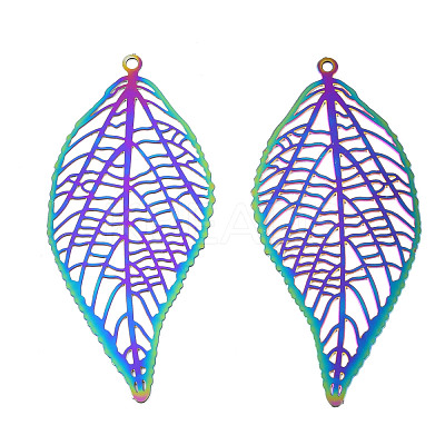 Ion Plating(IP) 201 Stainless Steel Filigree Big Pendants STAS-S118-098-1
