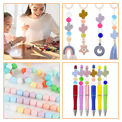 112Pcs 16 Style Food Grade Eco-Friendly Silicone Focal Beads SIL-GO0001-01-1