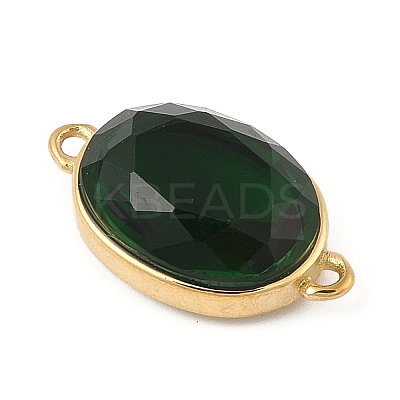 304 Stainless Steel Cubic Zirconia Oval Connector Charms STAS-P380-78G-03-1