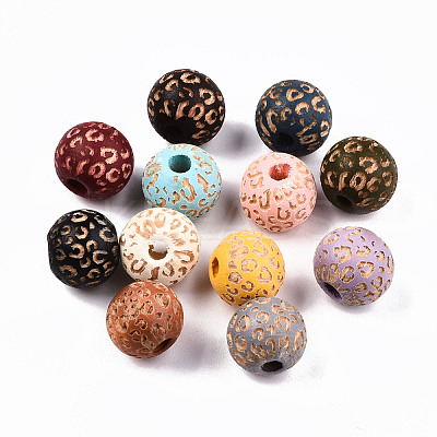 Painted Natural Wood Beads WOOD-T021-53A-M-1