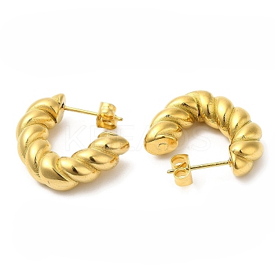 Ion Plating(IP) 304 Stainless Steel Rope Chains Stud Earrings EJEW-B026-10G-1