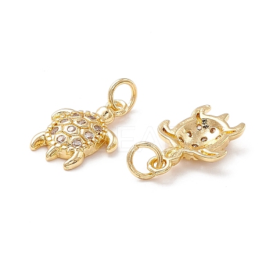 Brass Micro Pave Clear Cubic Zirconia Pendants KK-K266-04G-1