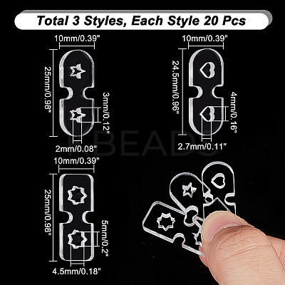 60Pcs 3 Shapes Acrylic Knitted Hat Making Fastener Tool FIND-GA0004-04-1