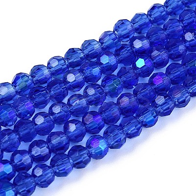 Electroplate Transparent Glass Beads Strands X-EGLA-A035-T4mm-L21-1