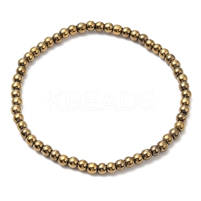 Synthetic Non-Magnetic Hematite Round Beaded Stretch Bracelets BJEW-E080-03B-1