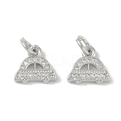 Brass Micro Pave Clear Cubic Zirconia Pendants KK-S367-13A-1