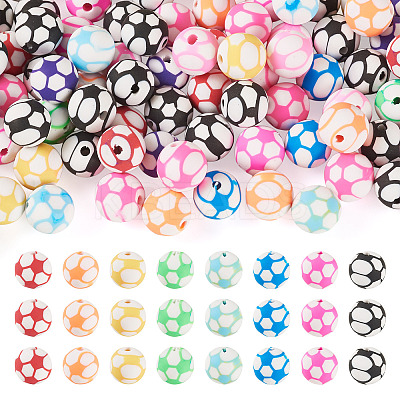 100Pcs Sports Theme Handmade Polymer Clay Beads CLAY-TA0002-16-1