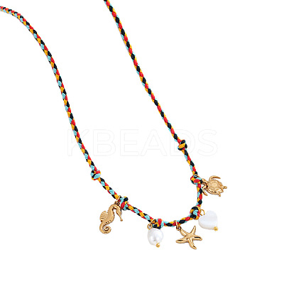 Summer Beach Braided Rope Bib Necklaces SZ6362-2-1
