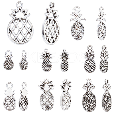 80Pcs 8 Styles Tibetan Style Alloy Charms TIBEP-SC0003-25-1