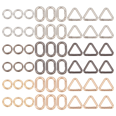 54Pcs 9 Styles Alloy Spring Gate Rings FIND-GO0002-54-1