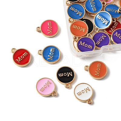 40Pcs 8 Colors Mother's Day Alloy Enamel Charms ENAM-FP0001-91-1