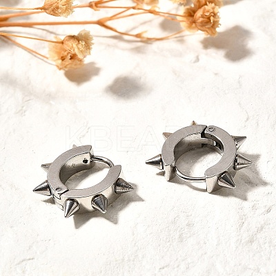 Tarnish Resistant 201 Stainless Steel Spike Hoop Earrings with 304 Stainless Steel Pins EJEW-A098-04P-1