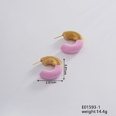 Vintage Retro 304 Stainless Steel C-Shaped Stud Earrings for Women JV8839-1-1