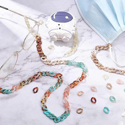 700Pcs 7 Color Acrylic Linking Rings SACR-FH0001-05-1