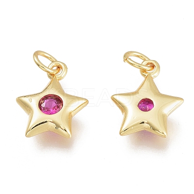 Brass Micro Pave Cubic Zirconia Charms KK-M206-30G-03-1