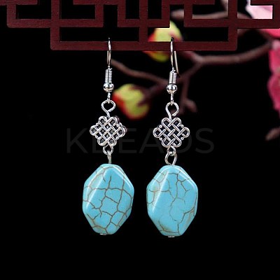 Nuggets Synthetic Turquoise & Alloy Dangle Earrings WG2299-18-1