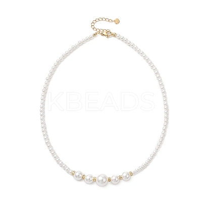 Round Shell Pearl Graduated Beaded Necklaces NJEW-JN05864-1