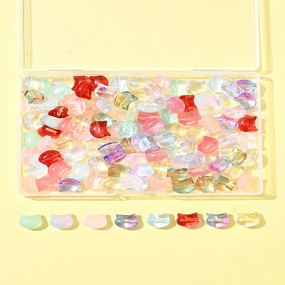 110Pcs 11 Colors Transparent Spray Paint Glass Beads GLAA-FS0002-15-1