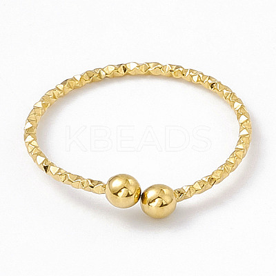 Ion Plating(IP) 304 Stainless Steel Round Ball Open Cuff Ring for Women RJEW-G275-01G-1