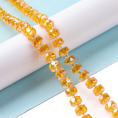 Transparent Electroplate Glass Beads Strands GLAA-E036-01-M-1