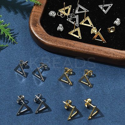 16Pcs 2 Colors 201 Stainless Steel Stud Earring Findings with Hole EJEW-FS0001-17-1