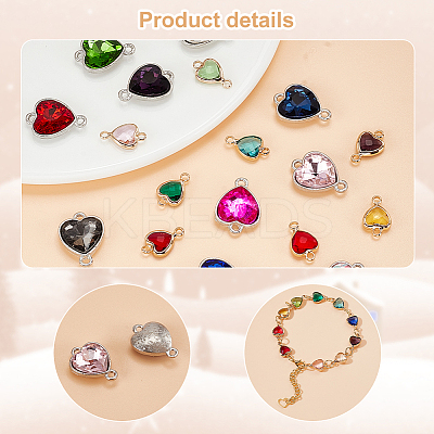 20Pcs 20 Styles Glass Connector Charms KK-GA0001-63-1