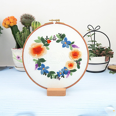 Flower Pattern DIY Embroidery Kit DIY-P077-114-1