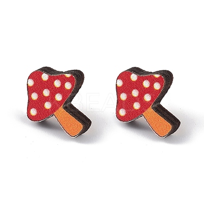 Natual Wood Easter Stud Earrings EJEW-C013-02C-1