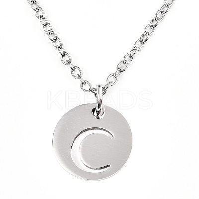 Non-Tarnish 201 Stainless Steel Initial Pendants Necklaces LS-NJEW-S069-TN507-C-1