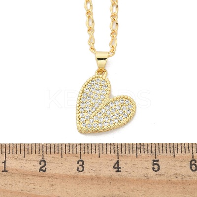 Brass Micro Pave Clear Cubic Zirconia Heart Pendant Necklaces for Women NJEW-M088-01G-01-1